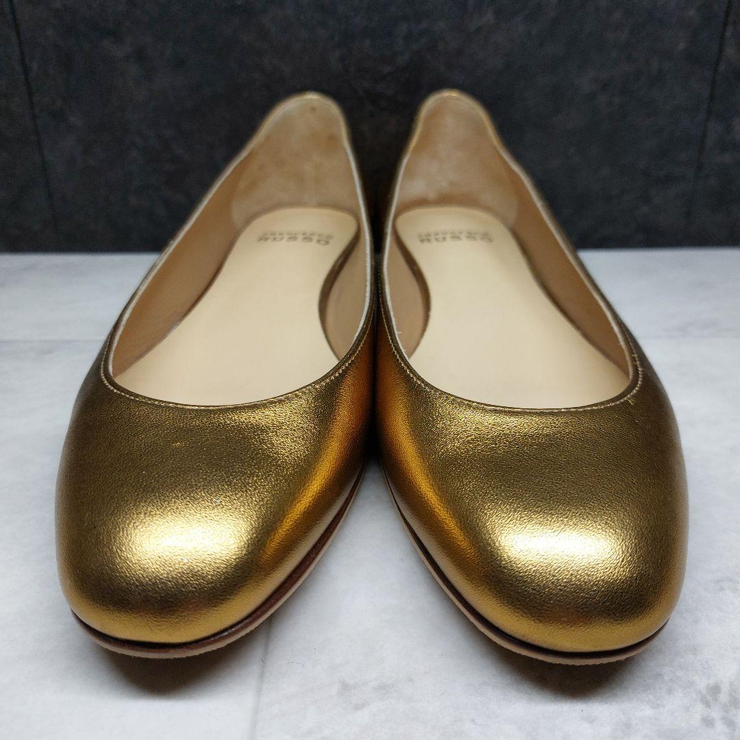 フランチェスコルッソ ゴールドフラットシューズ 23.5cm