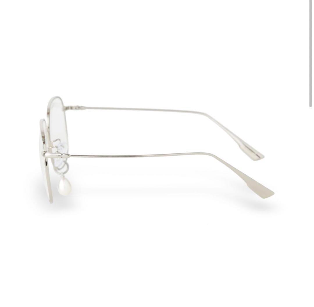キムへキムkimhekim 白パール付きシルバーサングラス 伊達メガネ眼鏡