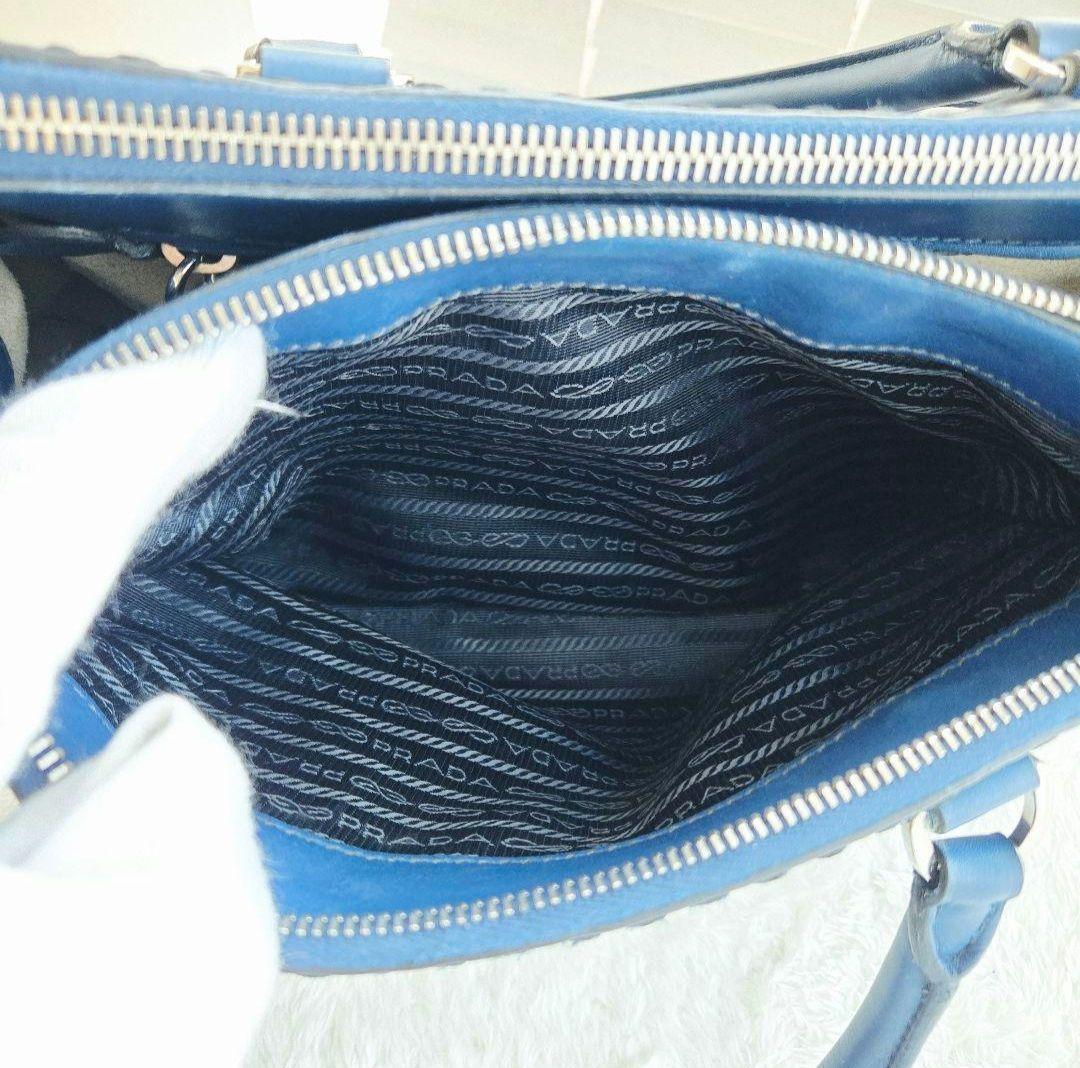 ⭐PRADA⭐ プラダ ガレリア ハンドバッグ ネイビー レザー