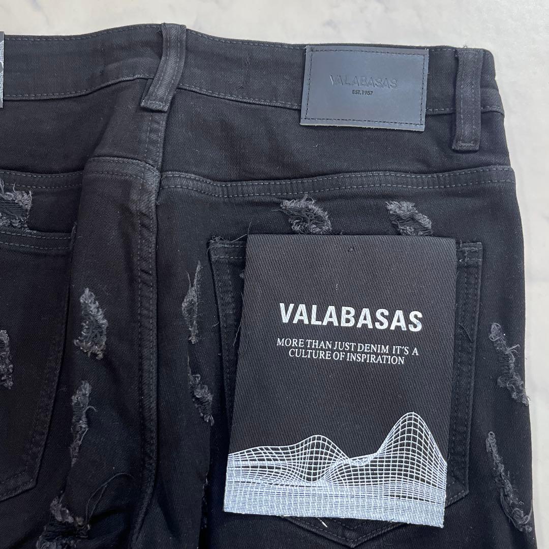 valabasas バラバサス ハードクラッシュストレッチフレアデニム 黒 29
