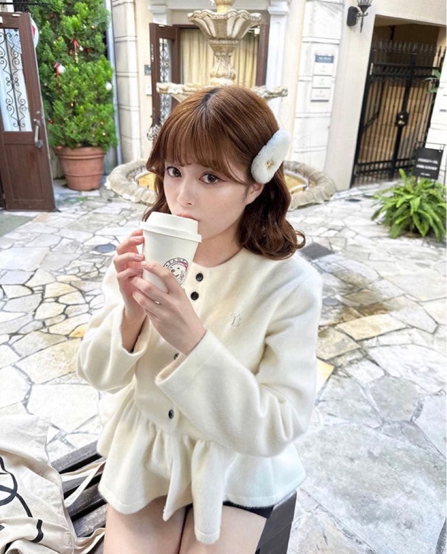 bibiy ペプラムカーディガン ホワイト White - メルカリ