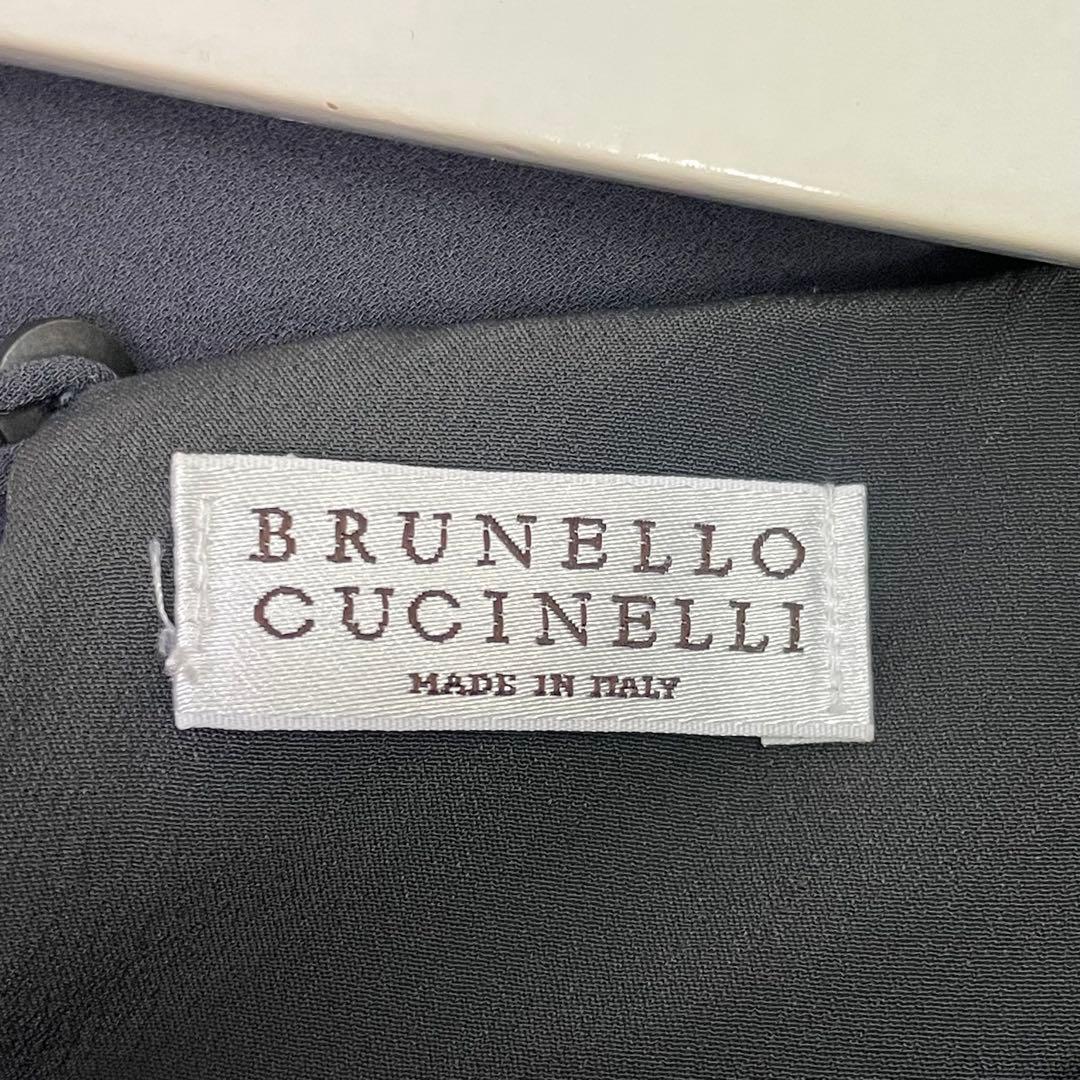 美品 BRUNELLO CUCINELLI ダークグレー 長袖ワンピース シルク - メルカリ