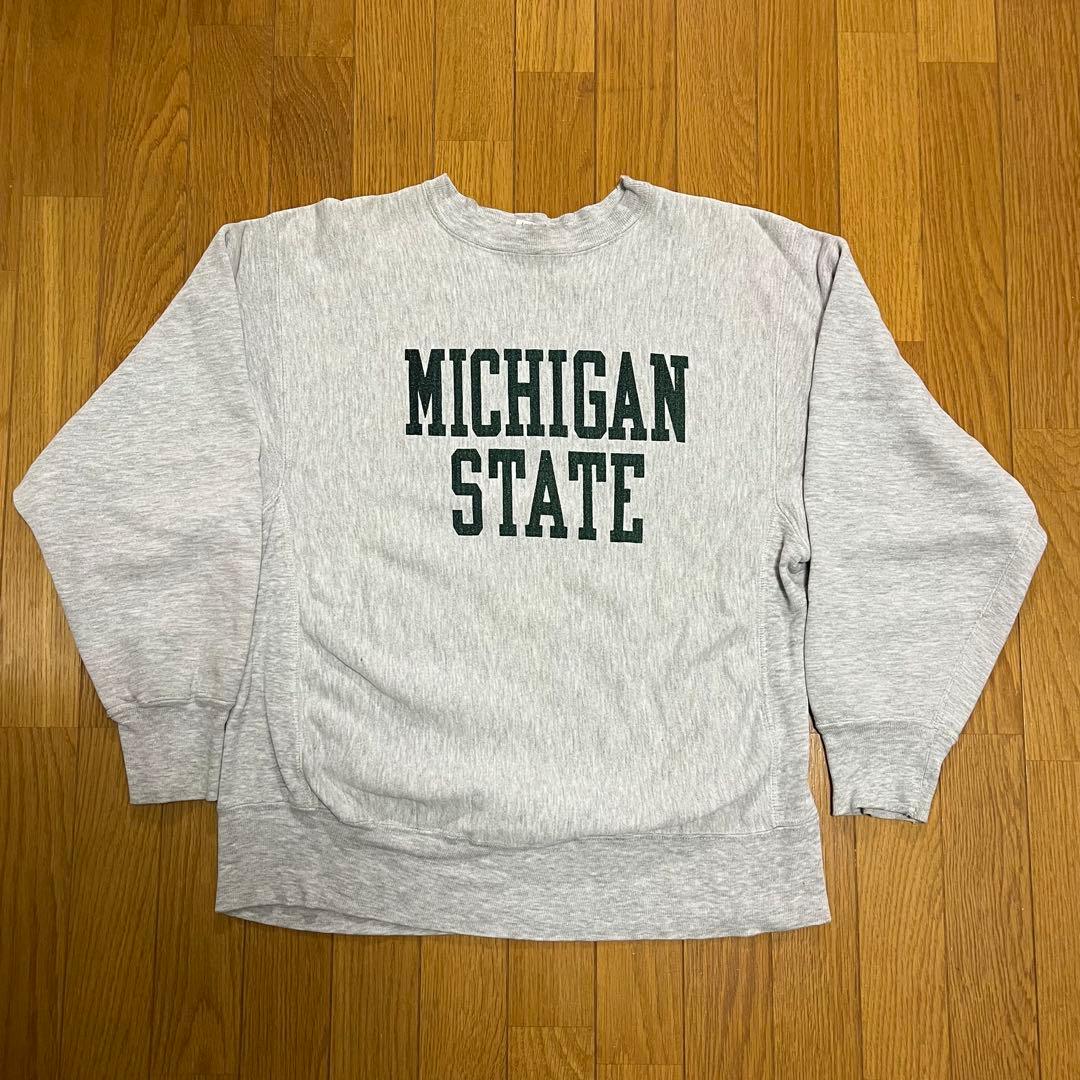 80s チャンピオン リバースウィーブ トリコタグ 染み込み USA製 ミシガン 80年代 80s チャンピオン リバースウィーブ トレーナー グレー 霜降り