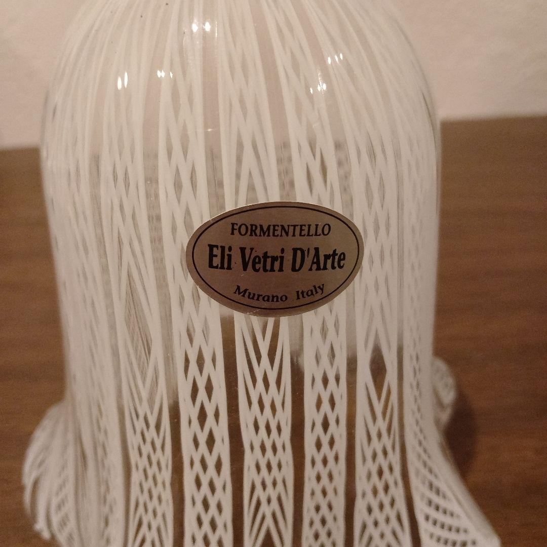ベネチアンガラス ムラノ MURANO ランプシェード 白 レース インテリア