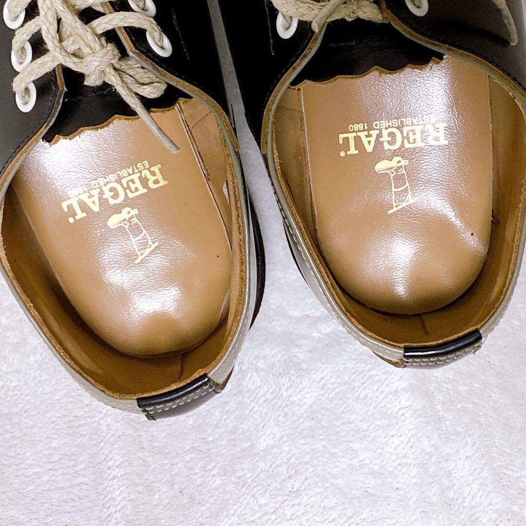 美品　REGAL　サドルシューズ　25.5cm　ブラック　グレー　バイカラー　黒