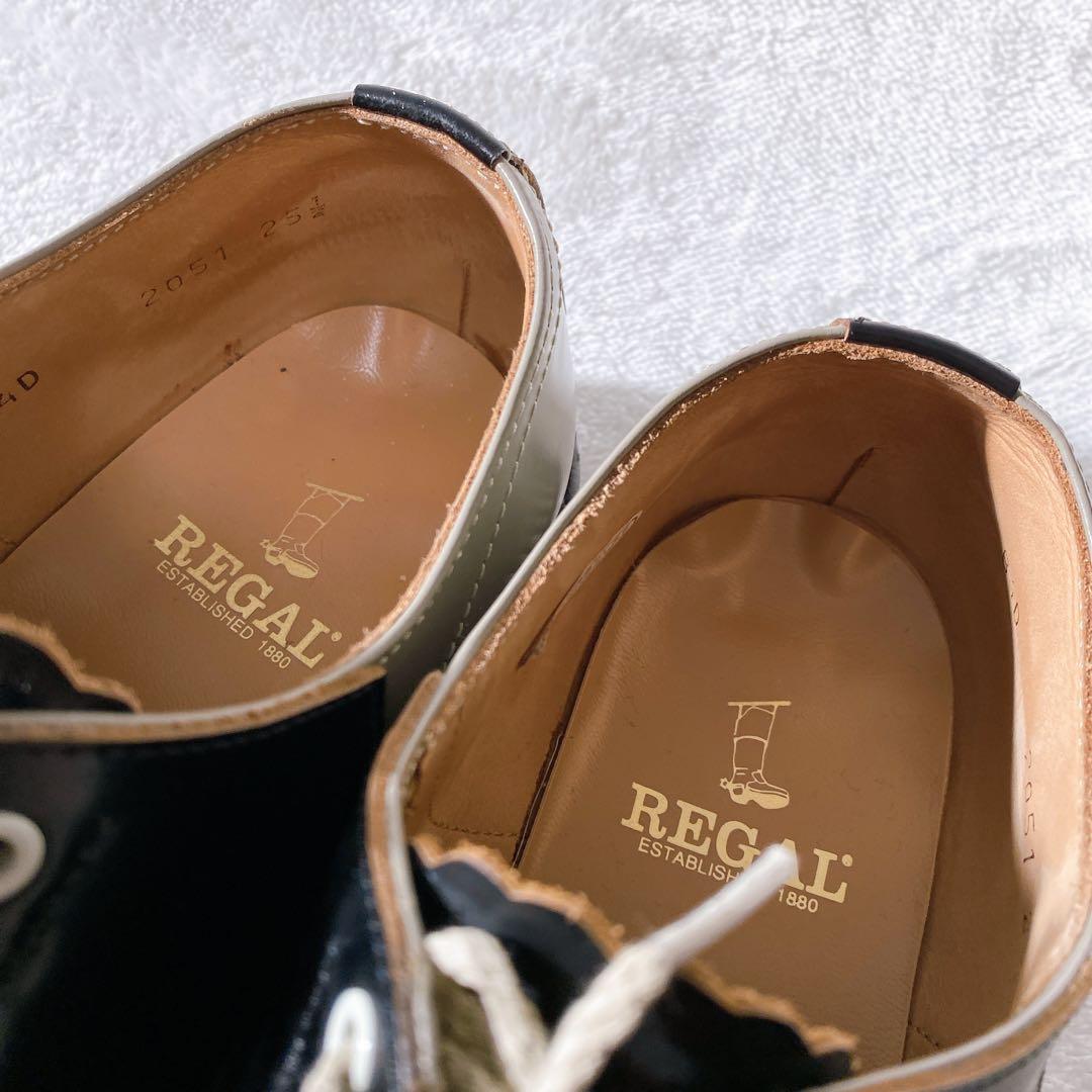 美品　REGAL　サドルシューズ　25.5cm　ブラック　グレー　バイカラー　黒