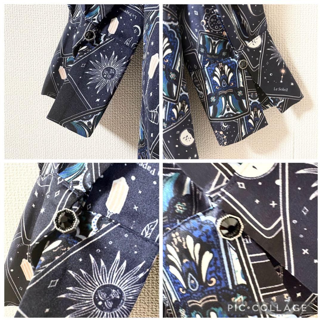 ほぼ未使用✨アナイ 2024年 タロットプリント スタンド ブラウス 濃紺