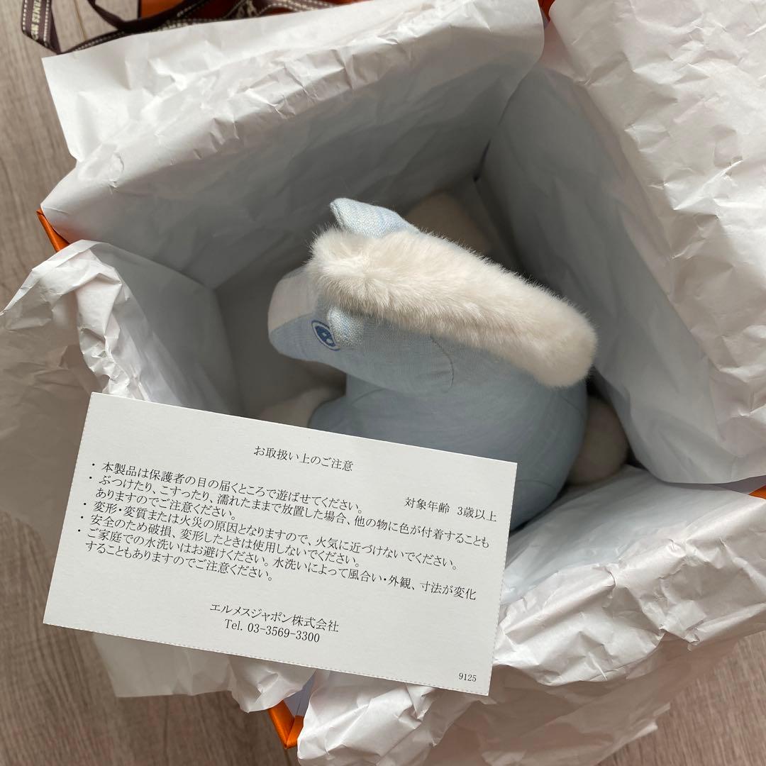 エルメス ベビーエルミー ホース 馬 ぬいぐるみ リネン ブルー 新品