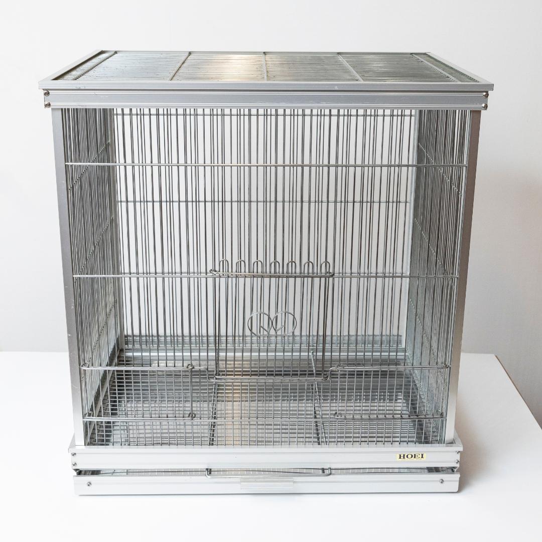 HOEI (ホーエイ）オールステンレス製　大型鳥かご　廃盤品 鳥かご HOEI 465オカメステンレス 底色ホワイト 中型インコ 大型サイズ