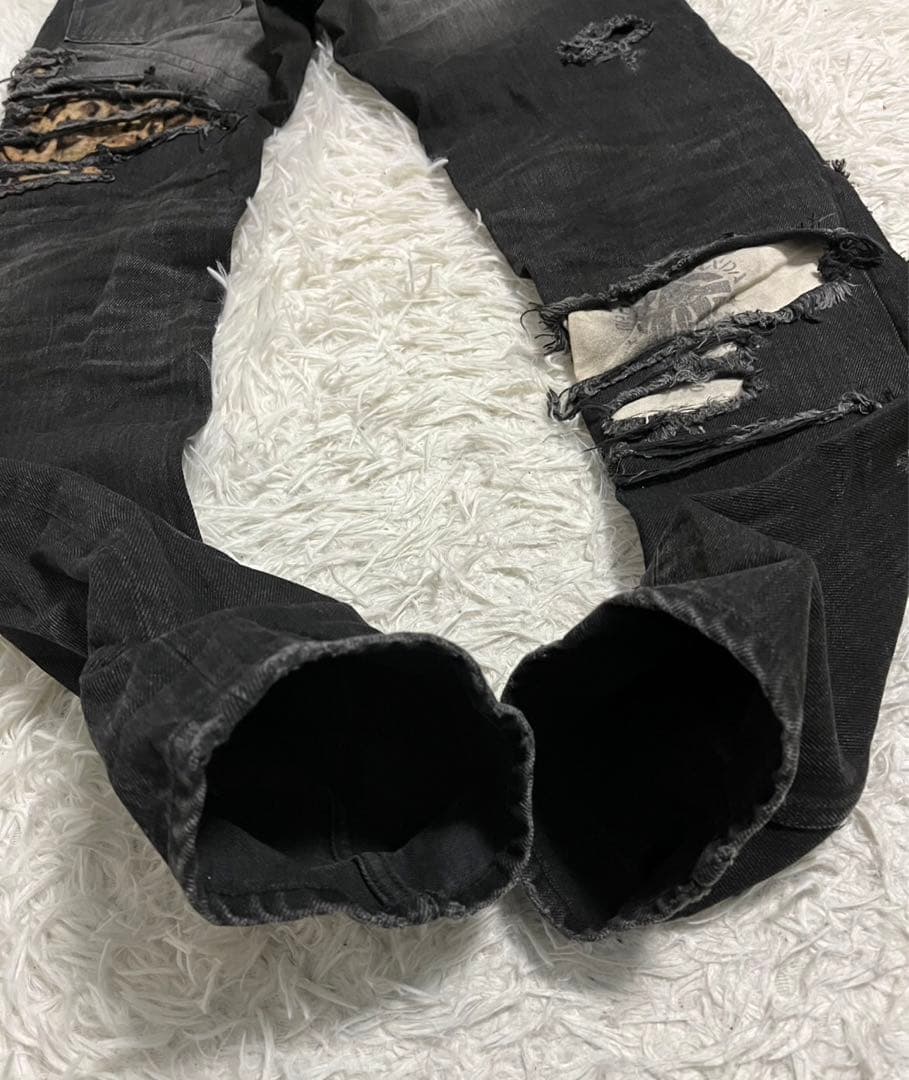 PROPA9ANDA プロパガンダ デニム ジーンズ リペア加工 黒 W31 - メルカリ