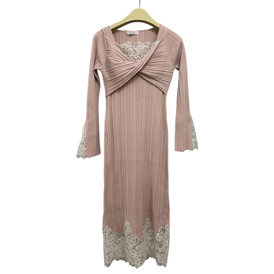 Lilou Lace Hem Knit Dress misty rose S - メルカリ