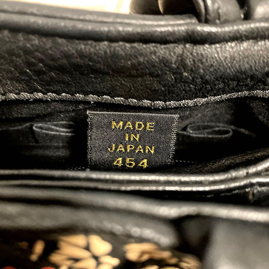 希少 印傳屋 ハンドバッグ JRA認定 鹿革 パッチワーク繋ぎ葡萄トンボ柄