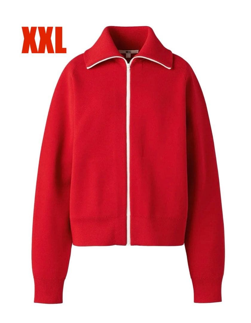 ユニクロC ミラノリブフルジップカーディガン Red XXL - メルカリ