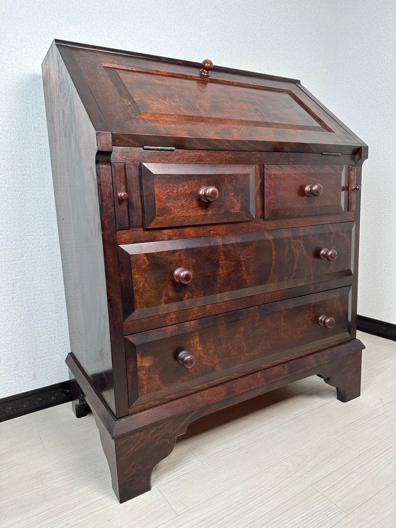 松本民芸家具 ミズメ桜 ライティングビューロー 収納家具 デスク ※i4-2