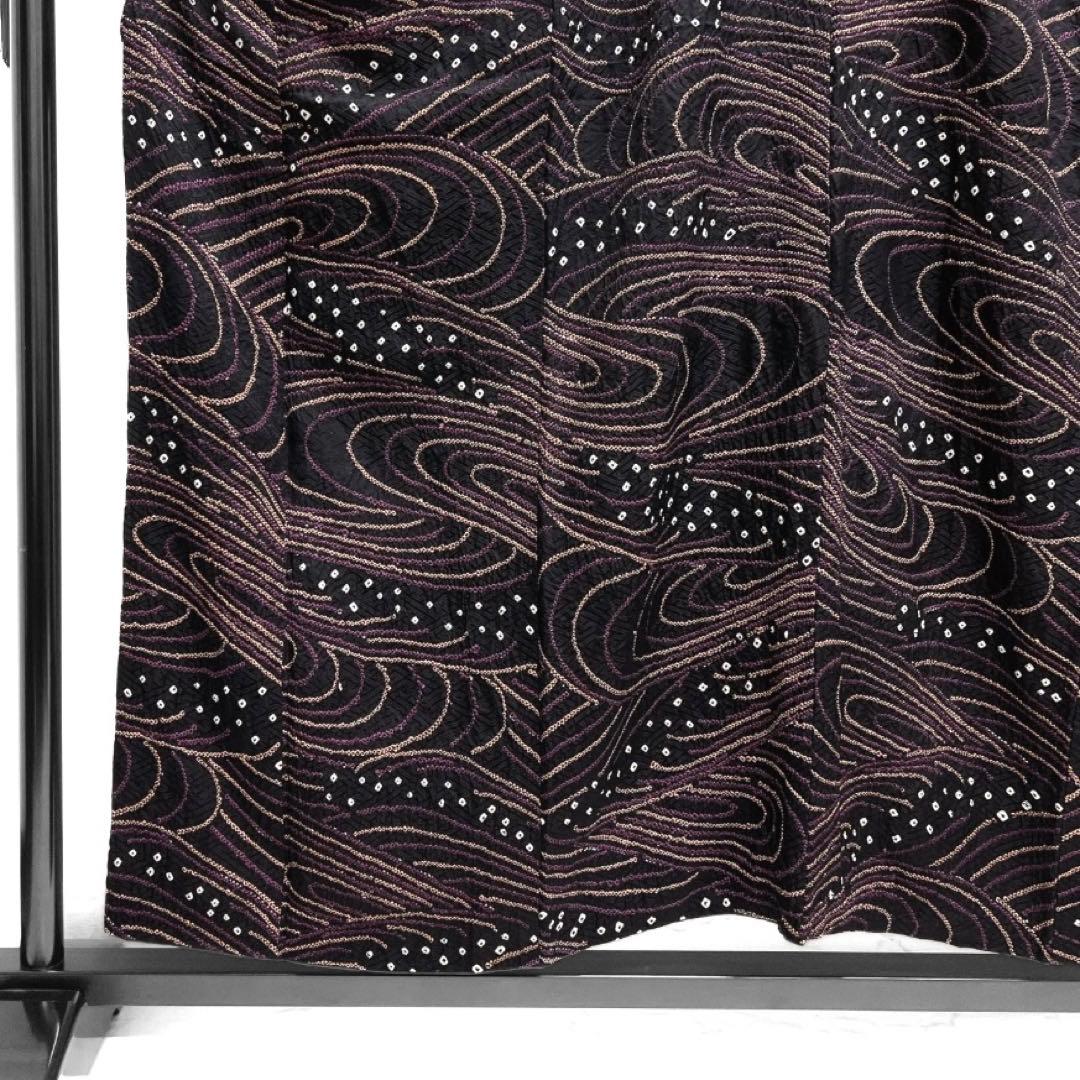 小紋 総絞り 流水 鹿の子 ブラック 黒地 お洒落 着物 124a d - メルカリ