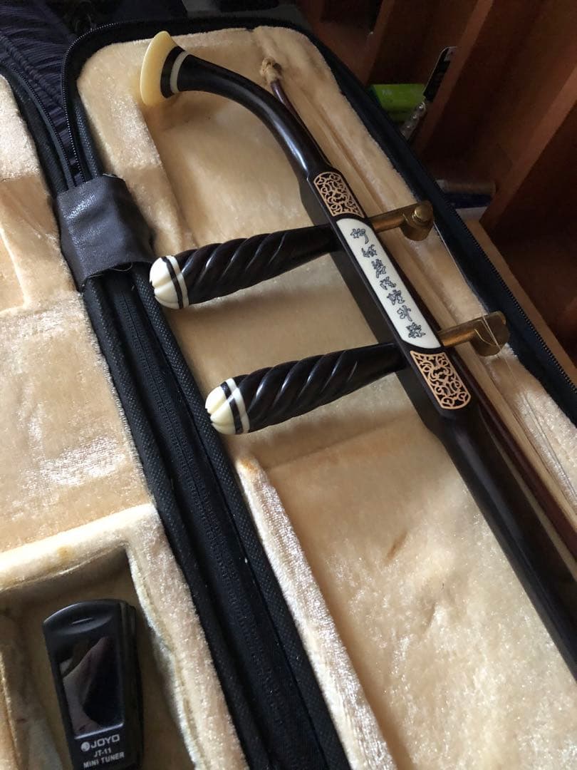 二胡 黒檀 金属軸糸巻き ERシリーズ 中級グレード ケース 弓、チューナー他