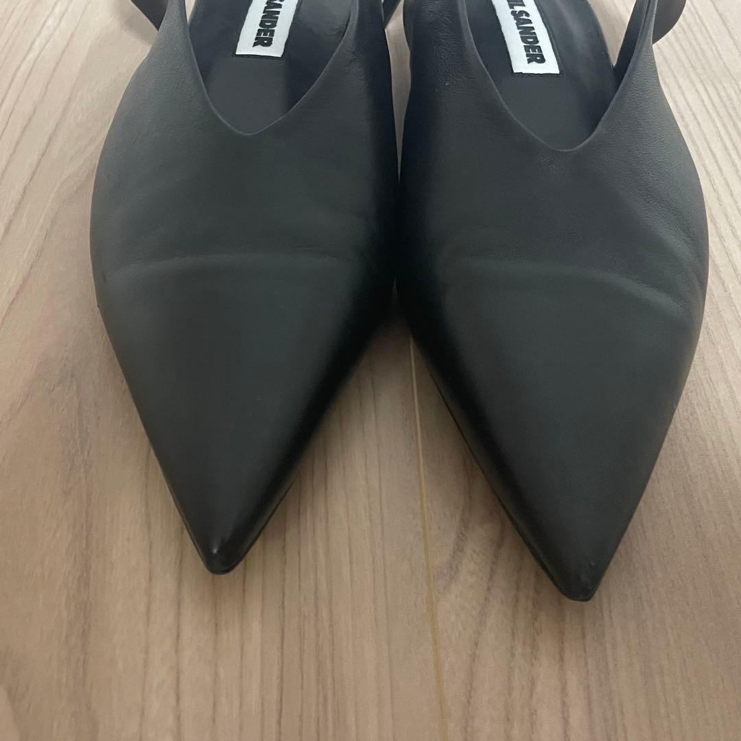 JIL SANDERジルサンダー ポインテッドトゥバックリボンフラット