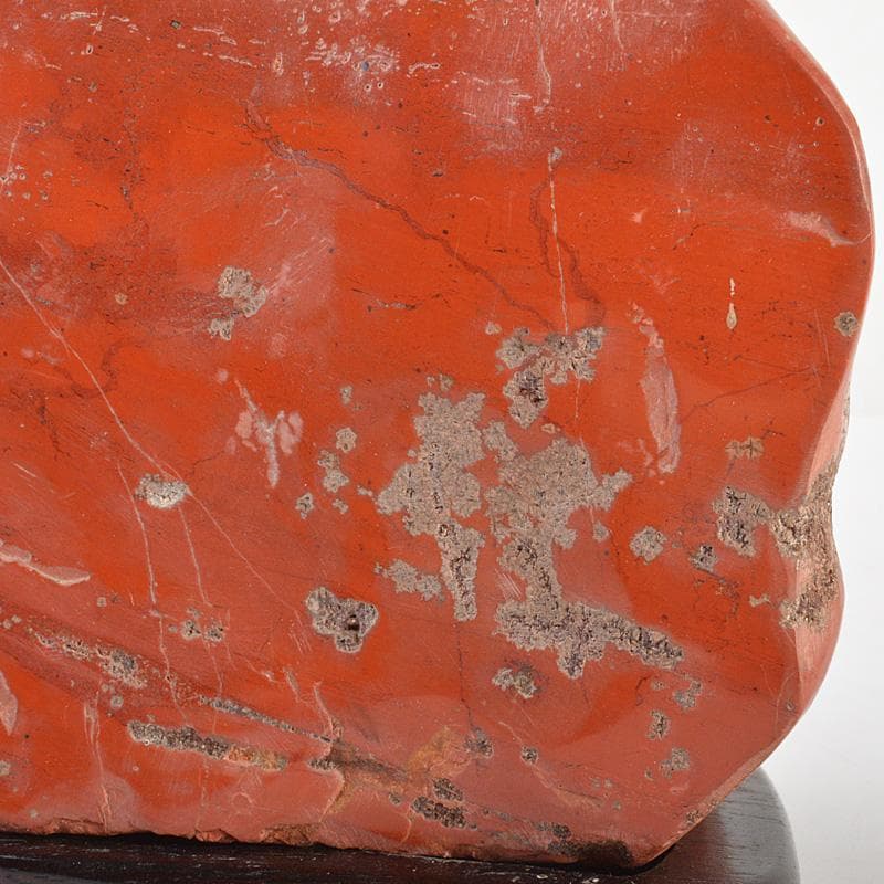天然石 鑑賞石 佐渡赤玉石 赤石 置物 重さ約2.5㎏ 唐木台付 C R6924