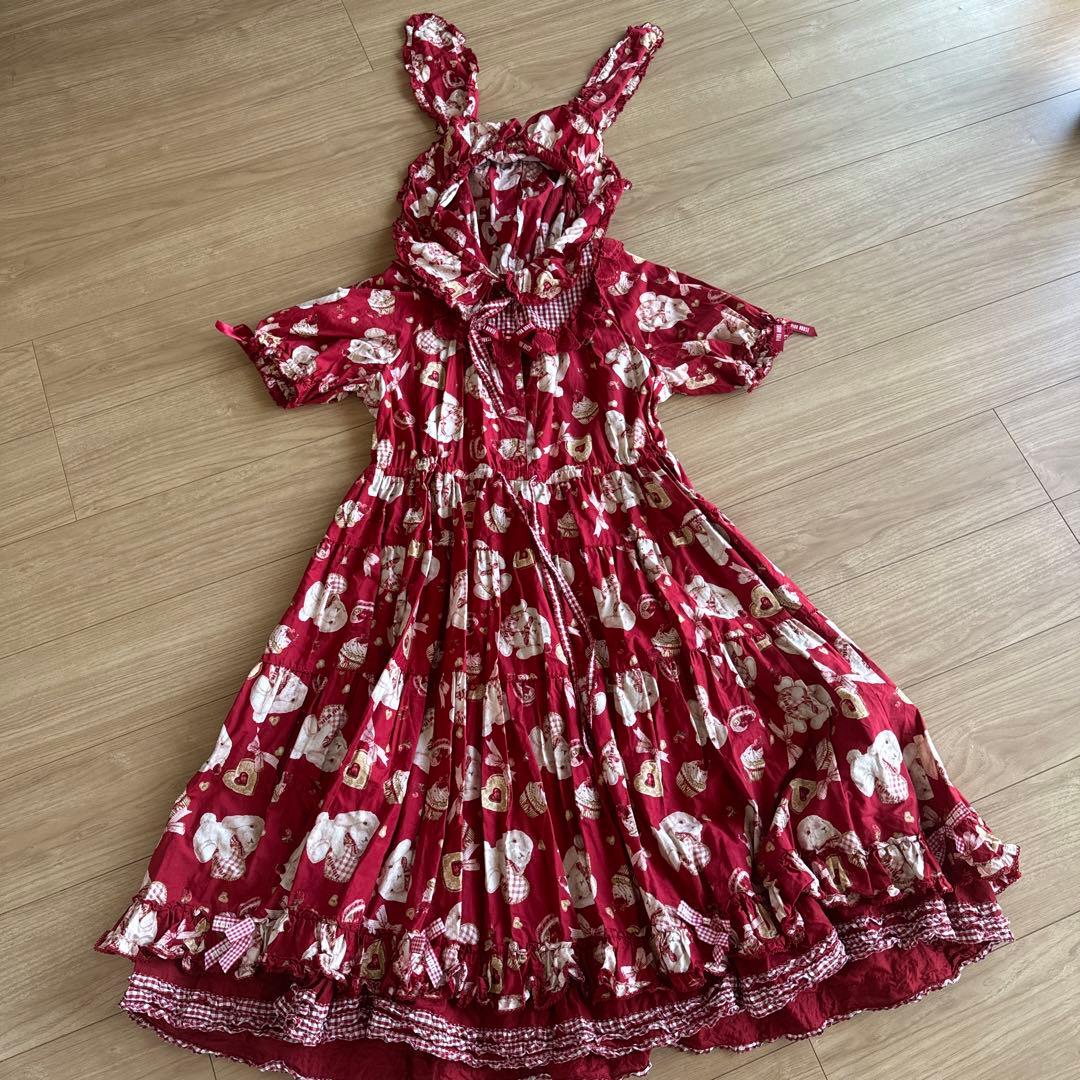 青木美沙子×ピンクハウスsweets lop ear bunnyミディワンピース