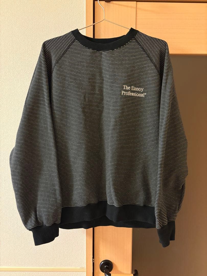 25AW ENNOY BORDER CREWNECK SWEAT BLACK L - メルカリ