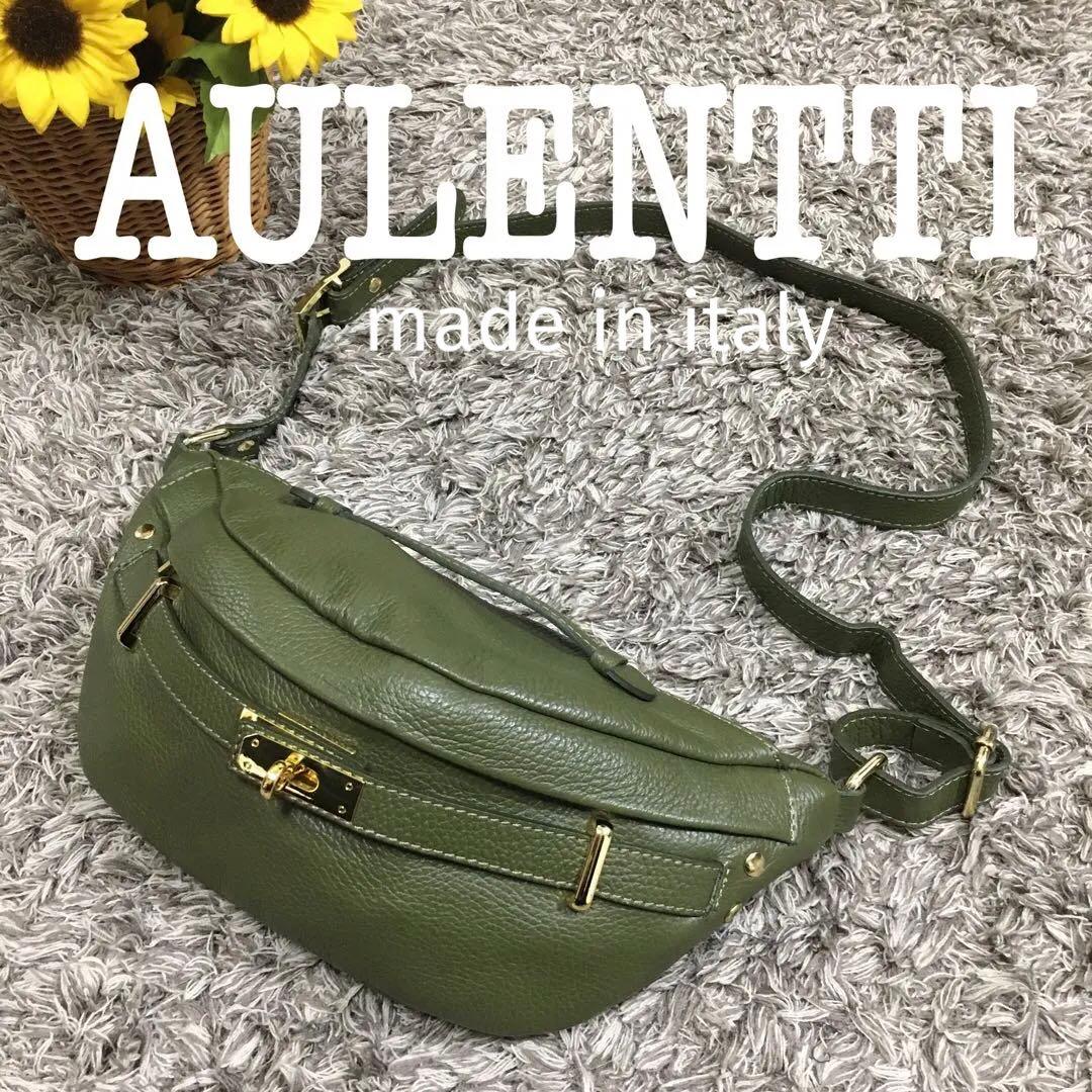 AULENTTI♫ オリーブグリーン ボディバッグ AULENTTI/オーレンティ】 レザーキルトボディバッグ | FREDY & GLOSTER