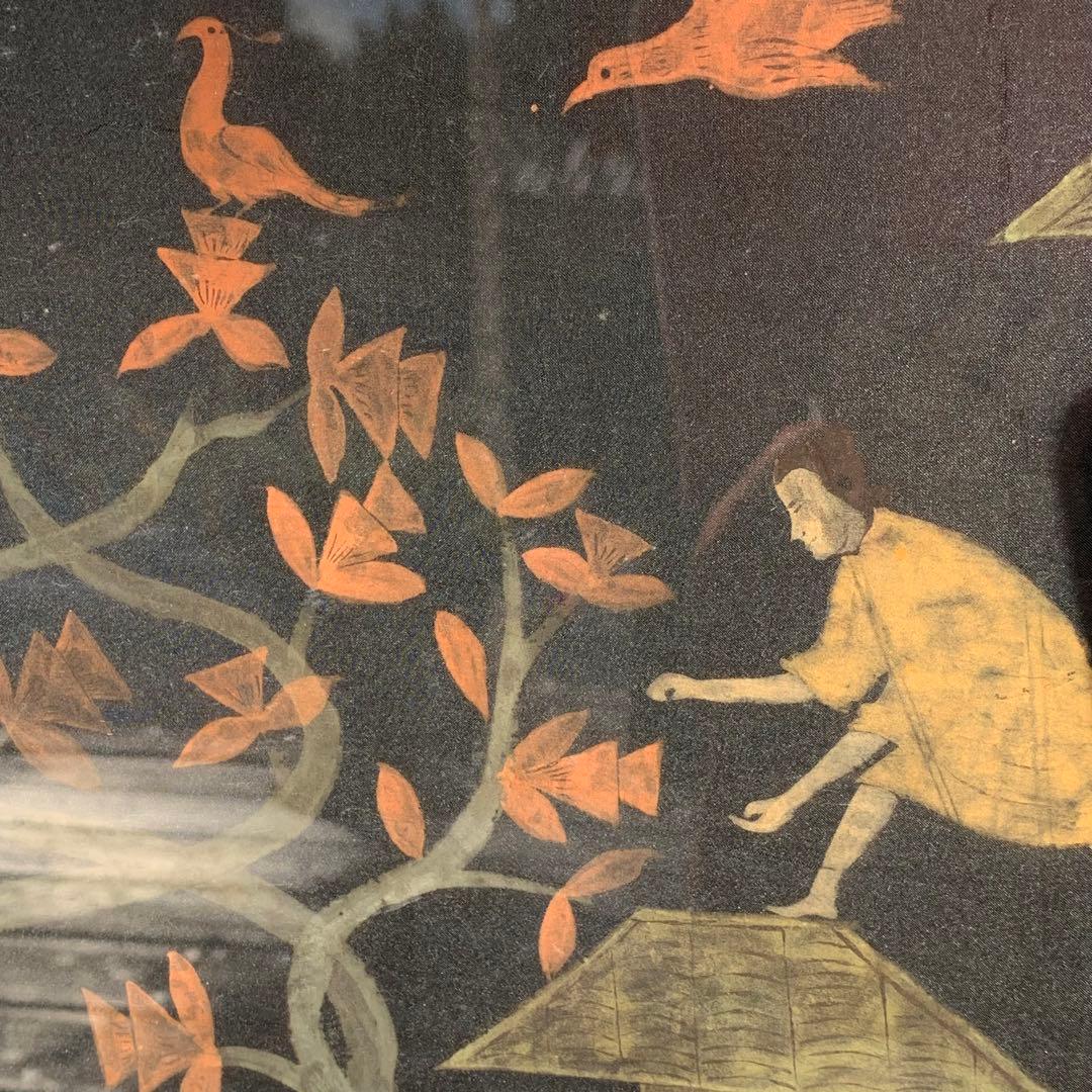 楚国 漢代 帛画 中国 シルク 絹 絵画 額縁 骨董品 馬 王 鳳凰 人