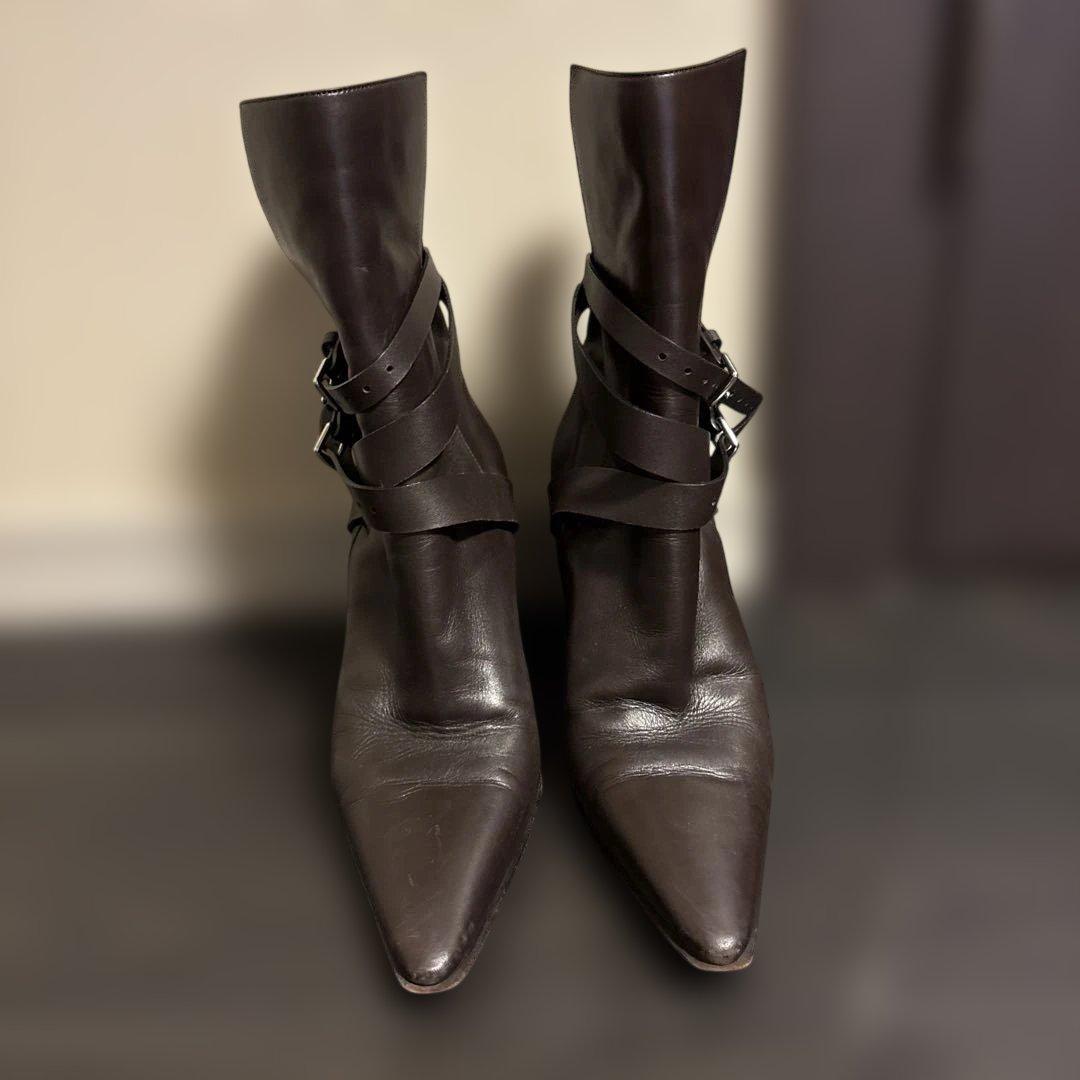 Hermes ダークブラウン ブーツ HERMES（エルメス） 美品△HERMES ジャンピングブーツ シルバー金具