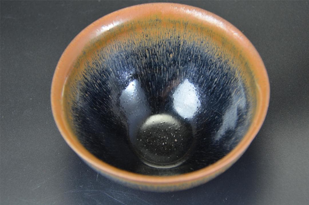 宋代 油滴天目 建窯兔毫窯変天目茶碗/中国古玩・唐物・禾目天目 茶道具