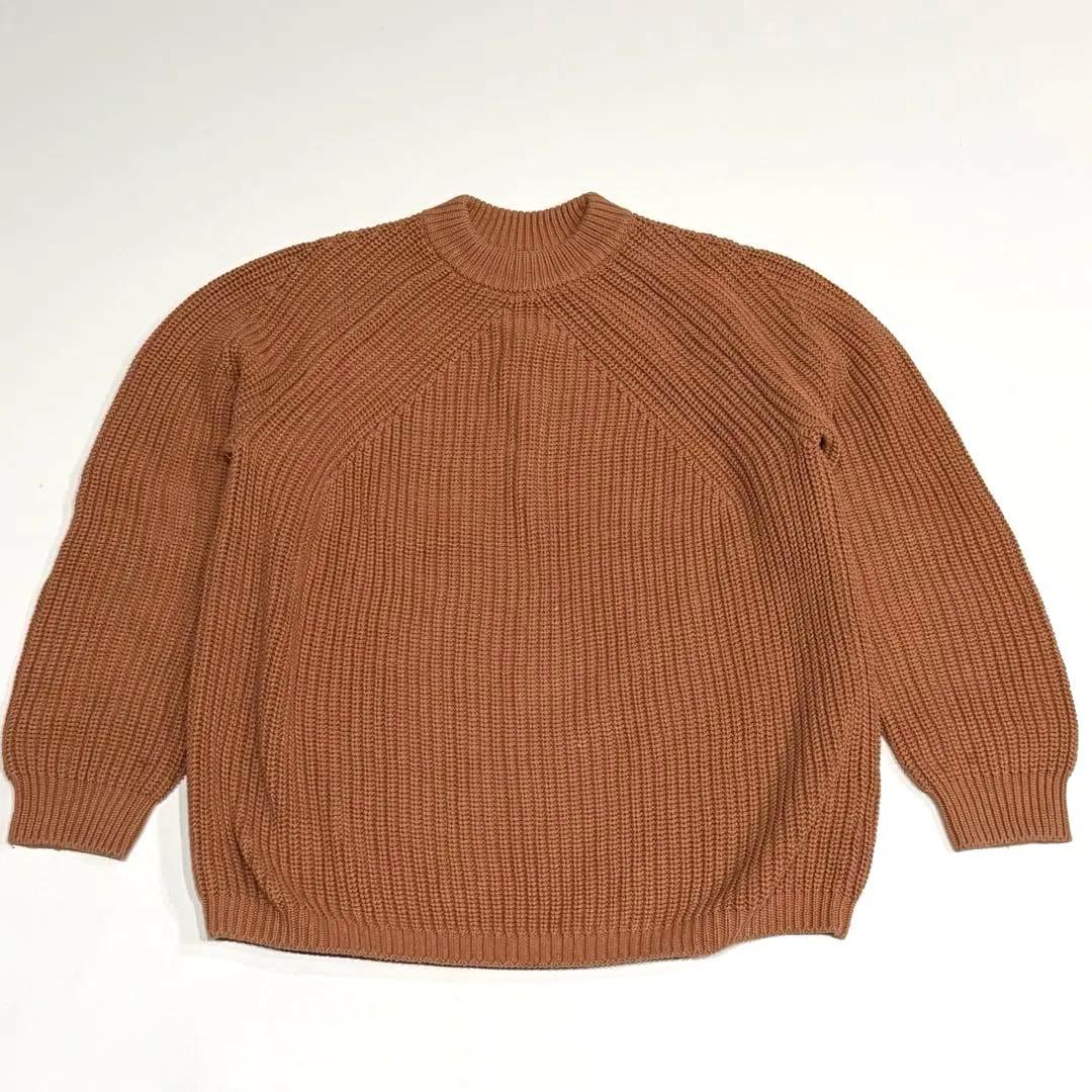 美品 バトナー BATONER コットン5ゲージ片畦クルーネックニット茶 L B:MING by BEAMS（ビーミング by ビームス）5ゲージ 片畦 メランジ