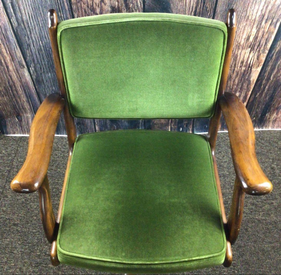 カリモク コロニアル デスクチェア モスグリーン オールドカリモク