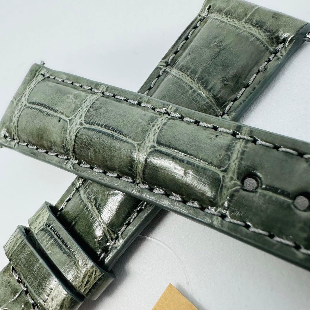 6051#20mm-16mmダークアッシュ☆本物クロコダイルベルト☆スイス製