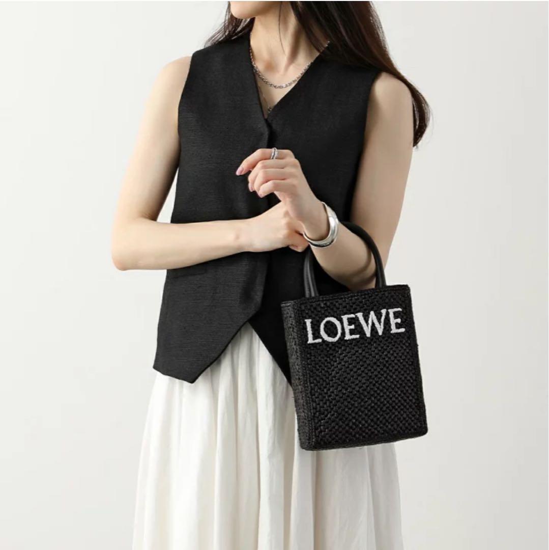 ロエベLOEWE ラフィア　トートバッグ　ショルダー　ロゴ ロエベフォント トート スモール（ラフィア） ブルー - LOEWE Japan