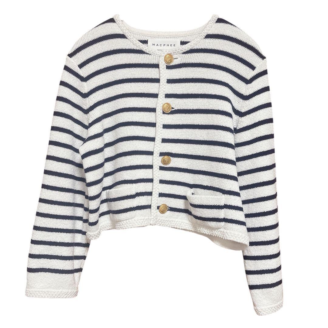 MACPHEE ハーフミラノリブ クロップドカーディガン S