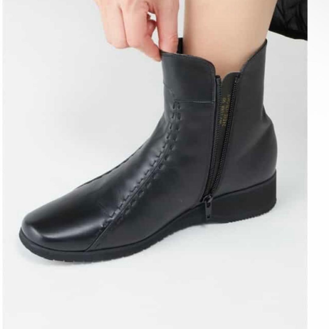 pedala ぺダラ 24cm レザー ショートブーツ ブラウン EEE 茶 - メルカリ