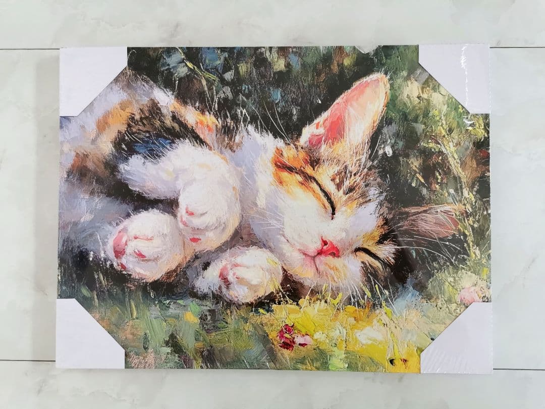 油絵風 三毛猫 三毛 ミケ 猫 絵画 アート ネコ ねこ インテリア 肉球