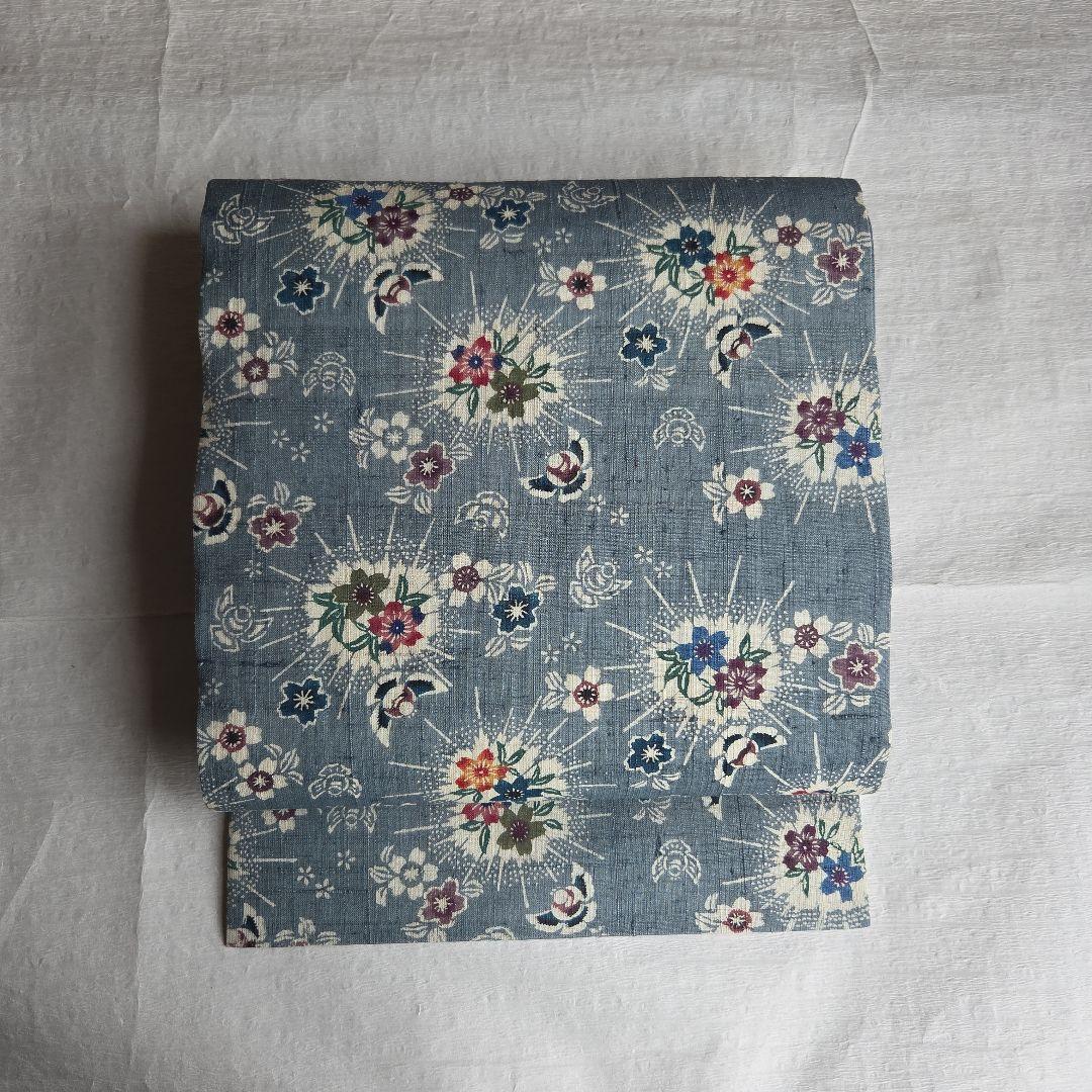 さらりと締める　本場琉球紅型　平野晋二郎　紬名古屋帯 美しい紅碧色 本場琉球紅型 平野晋二郎 名古屋帯 - メルカリ