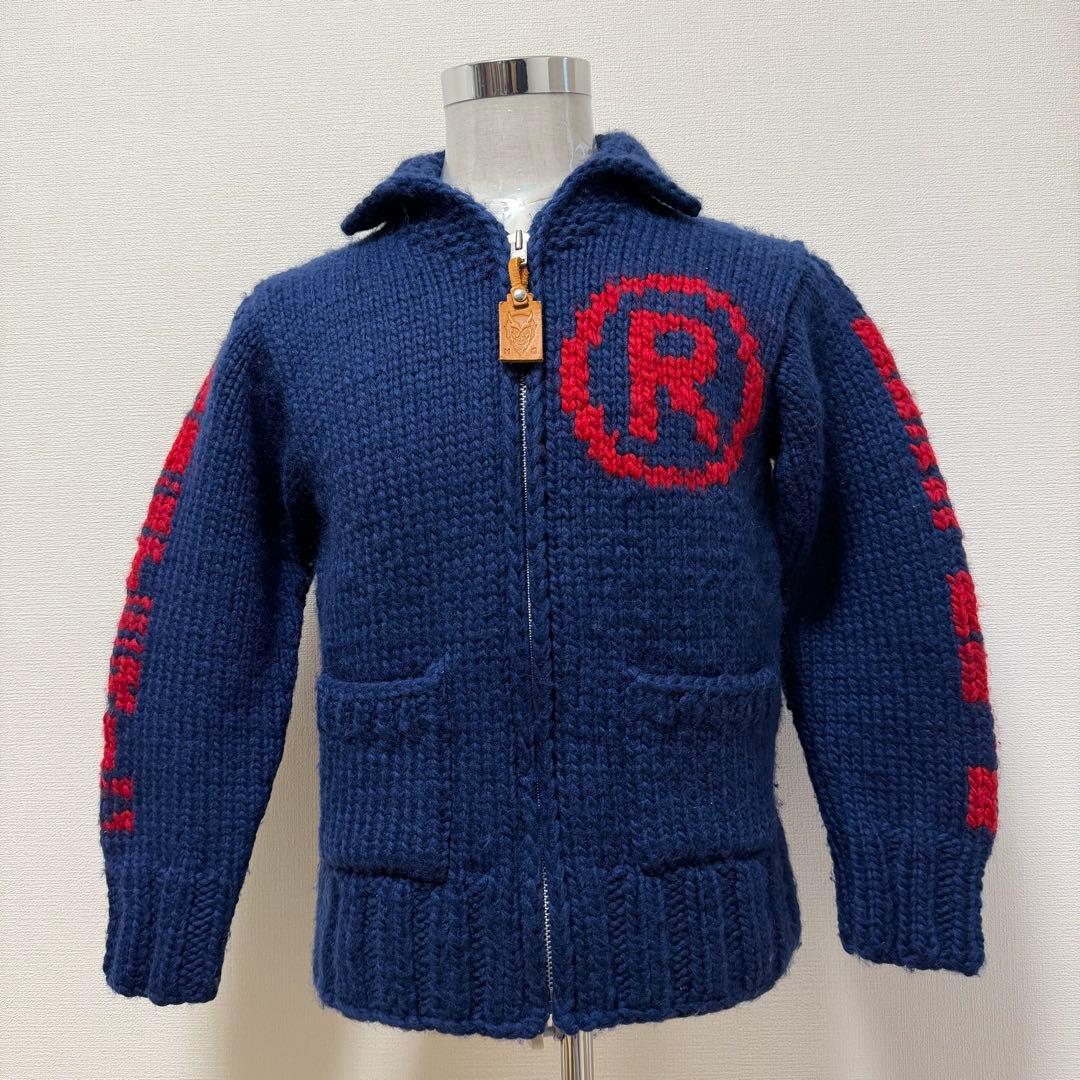 ヒステリックグラマー　カウチンニット　ニットジャケット　ブルー　ジップアップ HYSTERIC GLAMOUR】ヒステリックグラマー『ニット ジップアップ