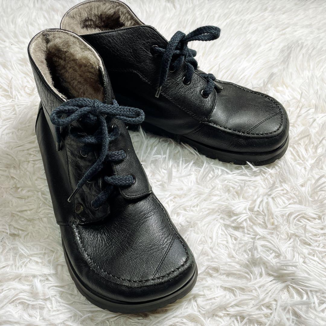 ヤコフォーム 裏ボア レザーブーツ ブラック 黒 24cm コンフォート