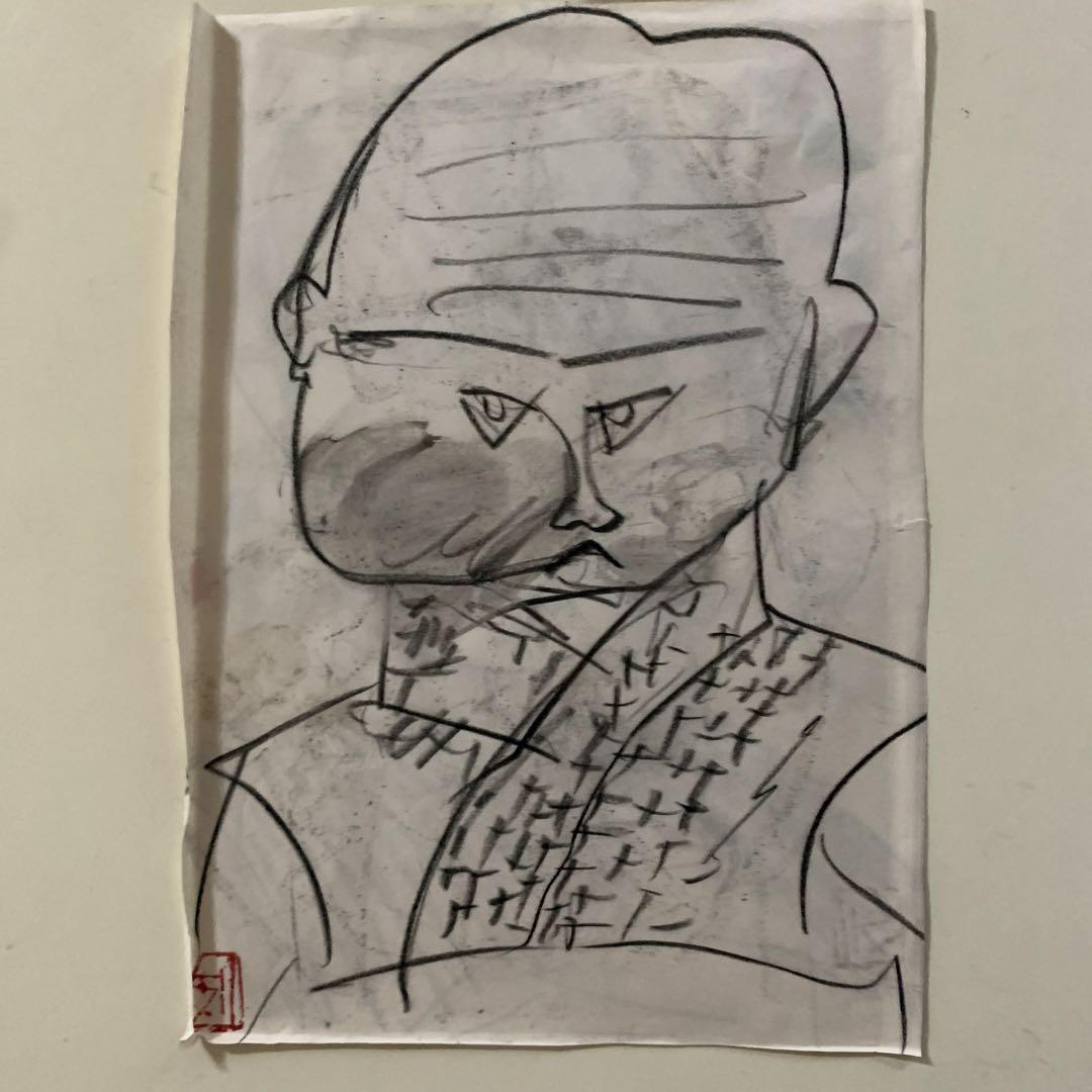 送料込み】中村淳一1958年昭和レトロ漫画額縁付きイラスト画