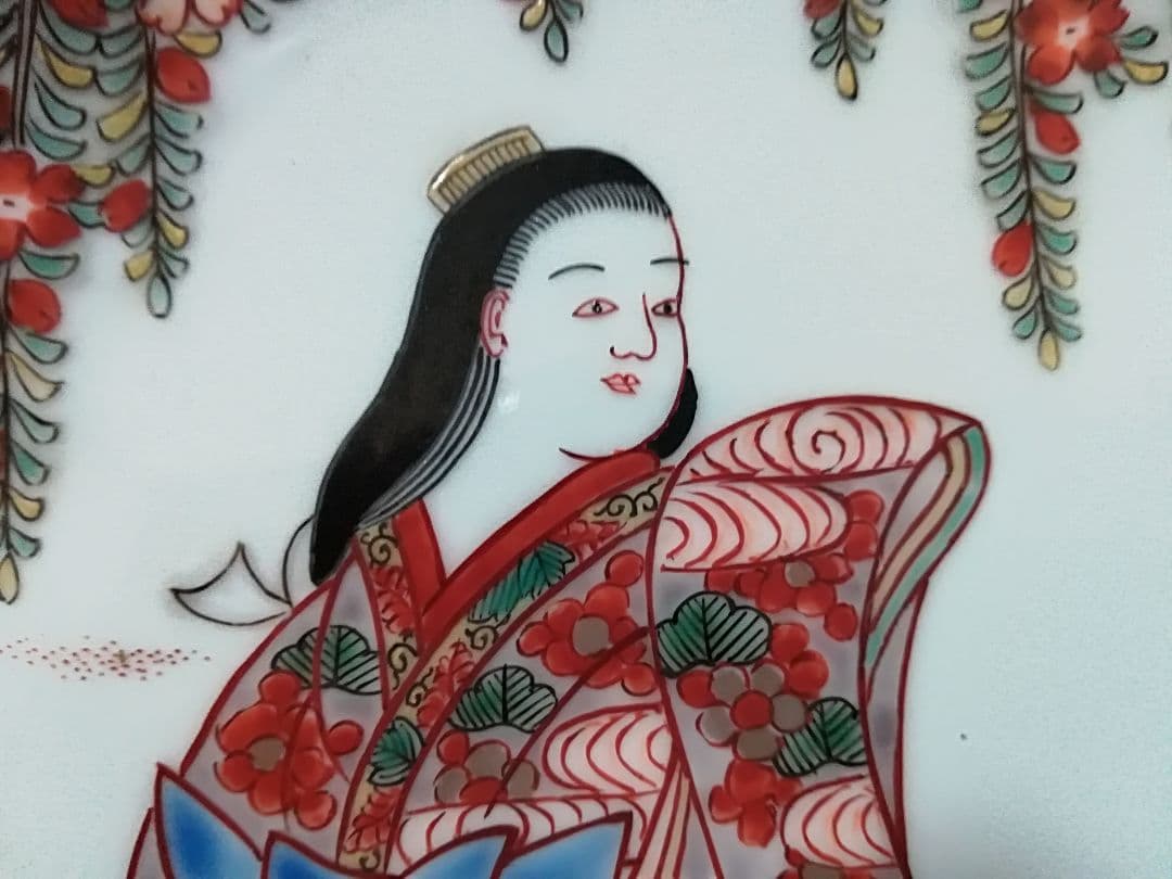 ⭐江戸時代 鍋島藩 御窯絵師 今泉今右衛門の優品 染付色絵磁器 美人図
