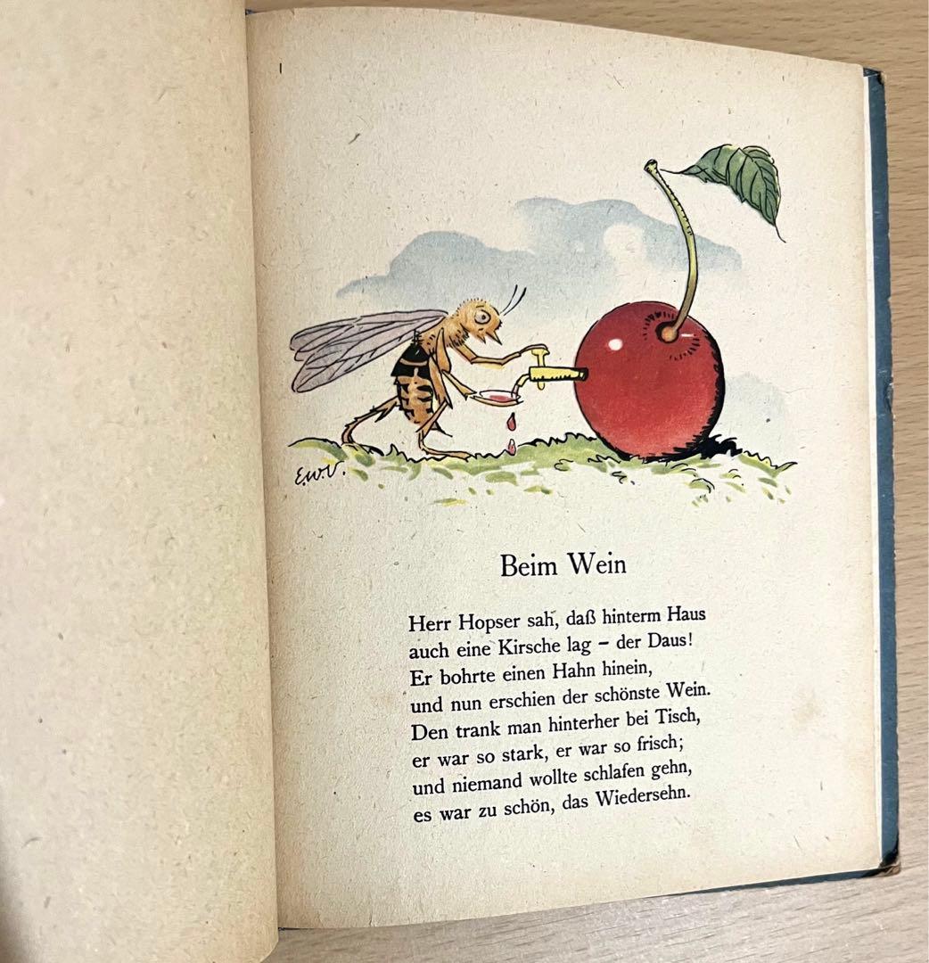 No.214希少 ドイツ 古書 絵本 児童書 昆虫の妖精 自然 アンティーク