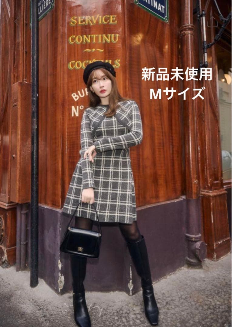 ワンピース herlipto Pantheon Checked Knit Dress Pantheon Checked Knit Dress