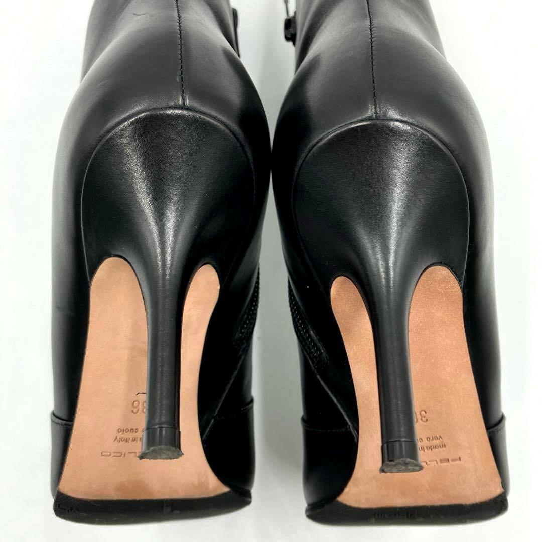 美品】ペリーコ レザー ショートブーツ 黒 36 サイドジップ イタリア製