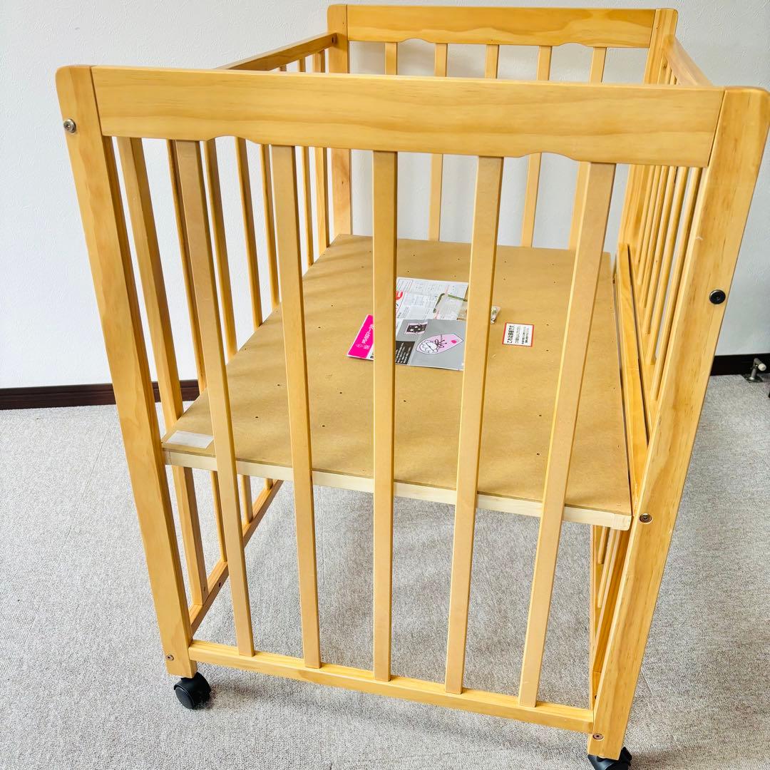 ヤトミ ミニベビーベッド ハピネス 木製 YATOMI 収納扉 説明書付き