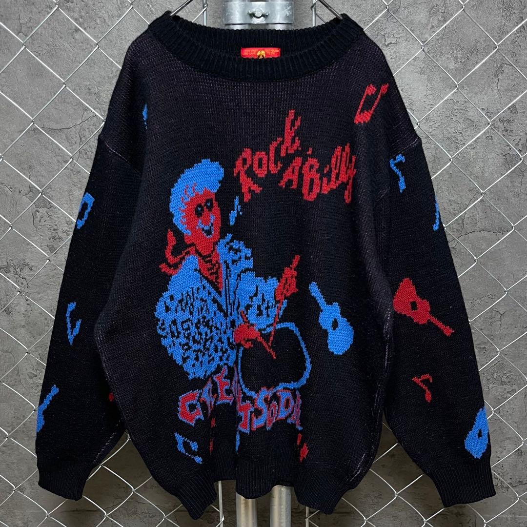 80's CREAM SODA 当時モノ ロカビリー ブラック ニット セーター