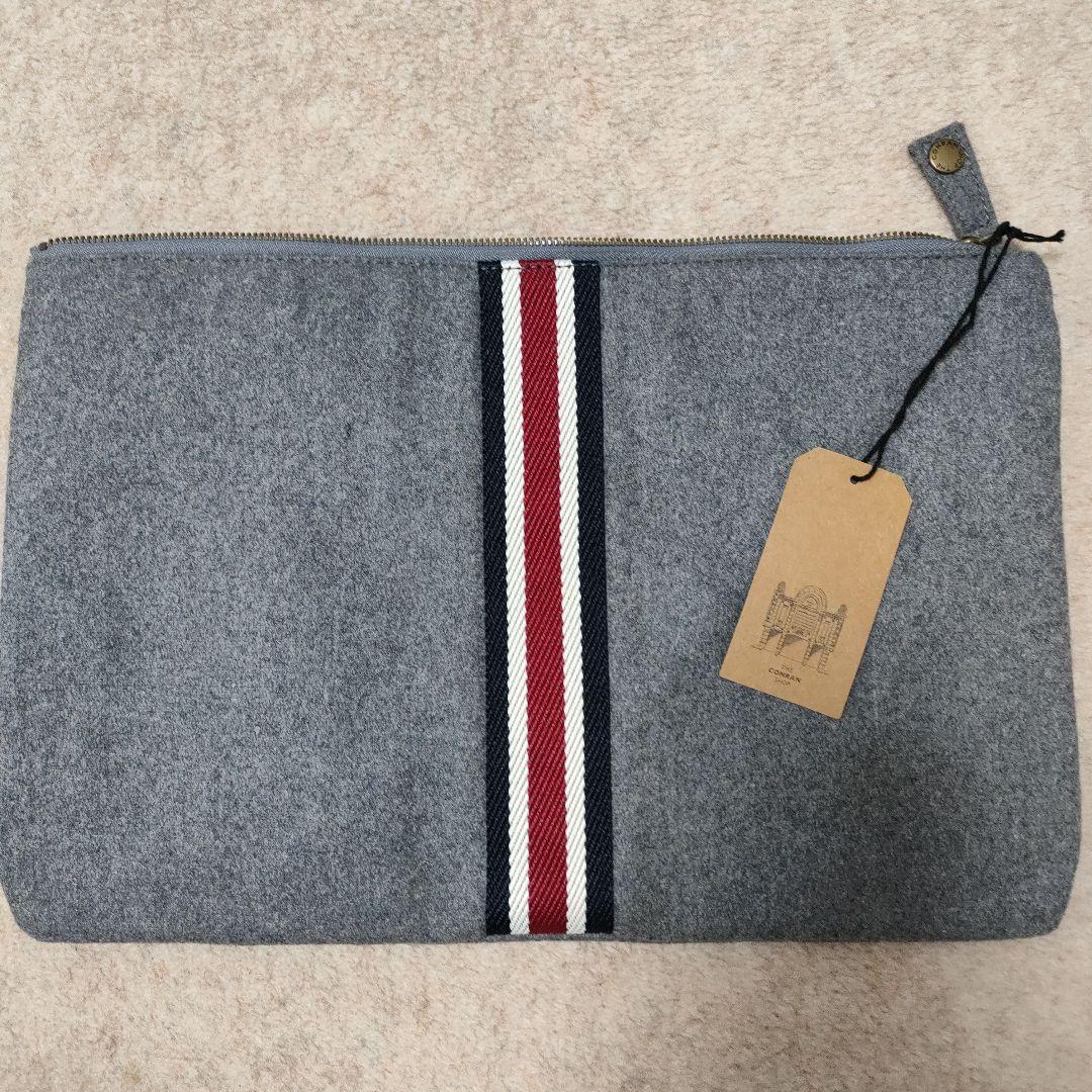 コンランショップ　グレー ストライプ クラッチバッグ約34cm コンランショップ グレー ストライプ クラッチバッグ約34cm - メルカリ