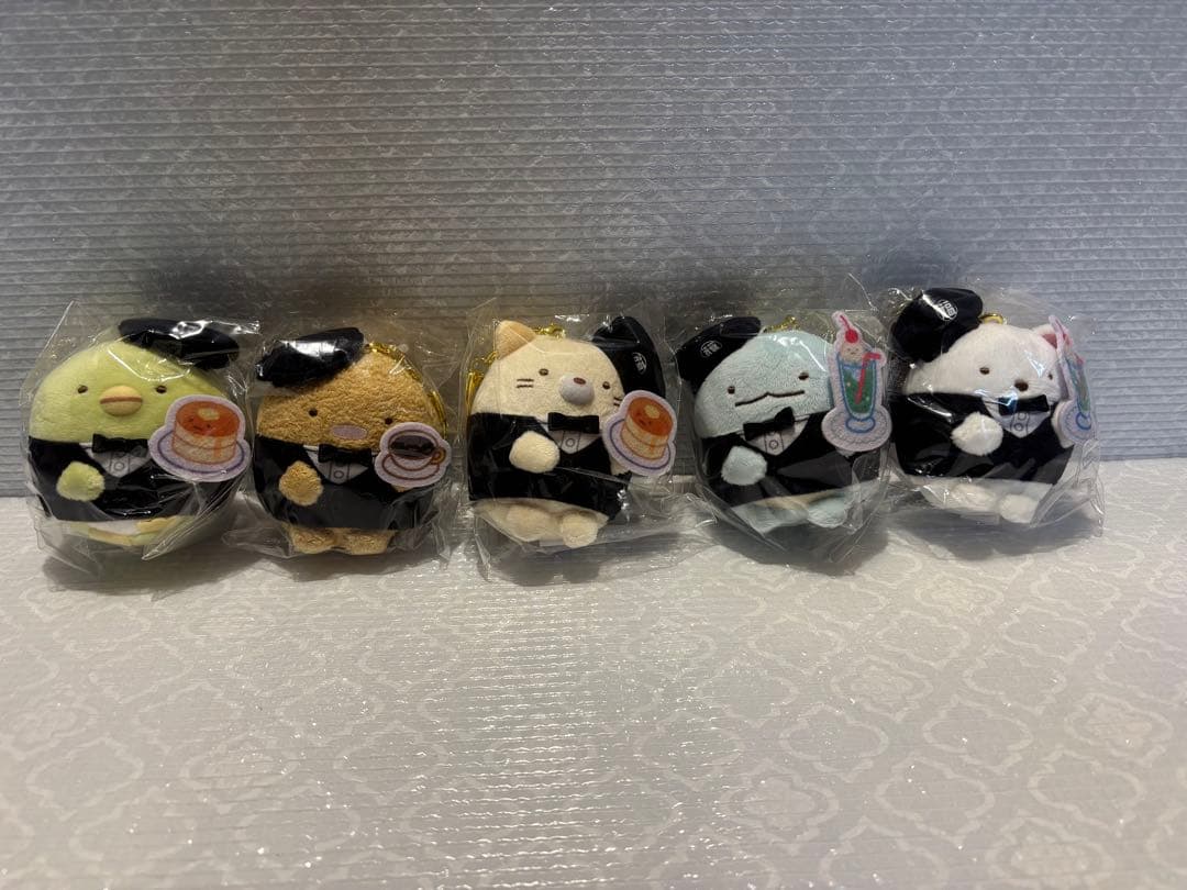 すみっコぐらし × 丸福珈琲店 ぬいぐるみキーホルダー 5点セット San-X