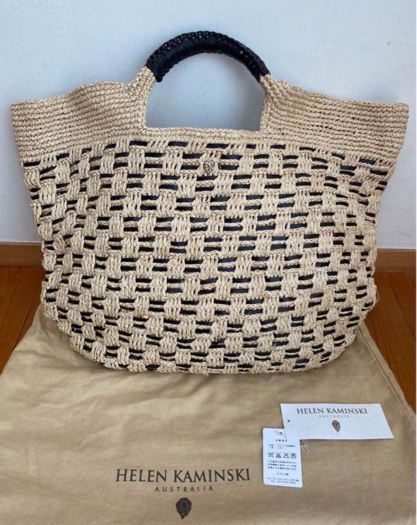 ヘレンカミンスキー レザーハンドル ラフィア トートバッグ Helen Kaminski（ヘレンカミンスキー） かごバッグ LOTO レディース