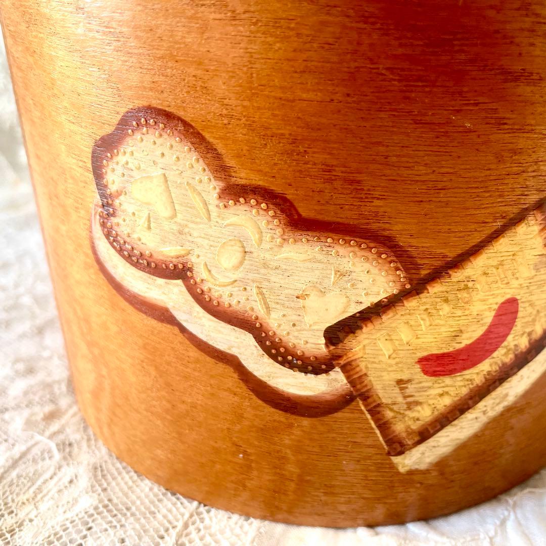 木製蓋付きビスケットジャー キャニスター入れ持ち手ハンドル