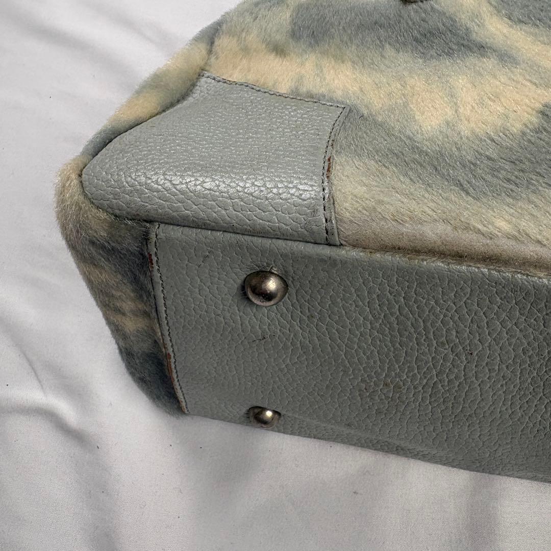 ヴィヴィアン ヤスミン ハンドバッグ レザー×ハラコ 肩掛 水色・グレー